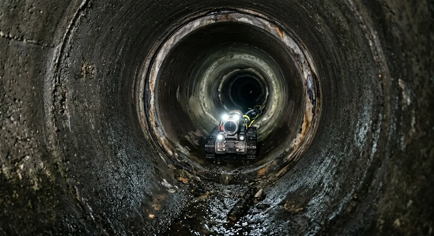 Robotic sewer camera inspecting pipe interior for Drain Snake Service in Dunwoody